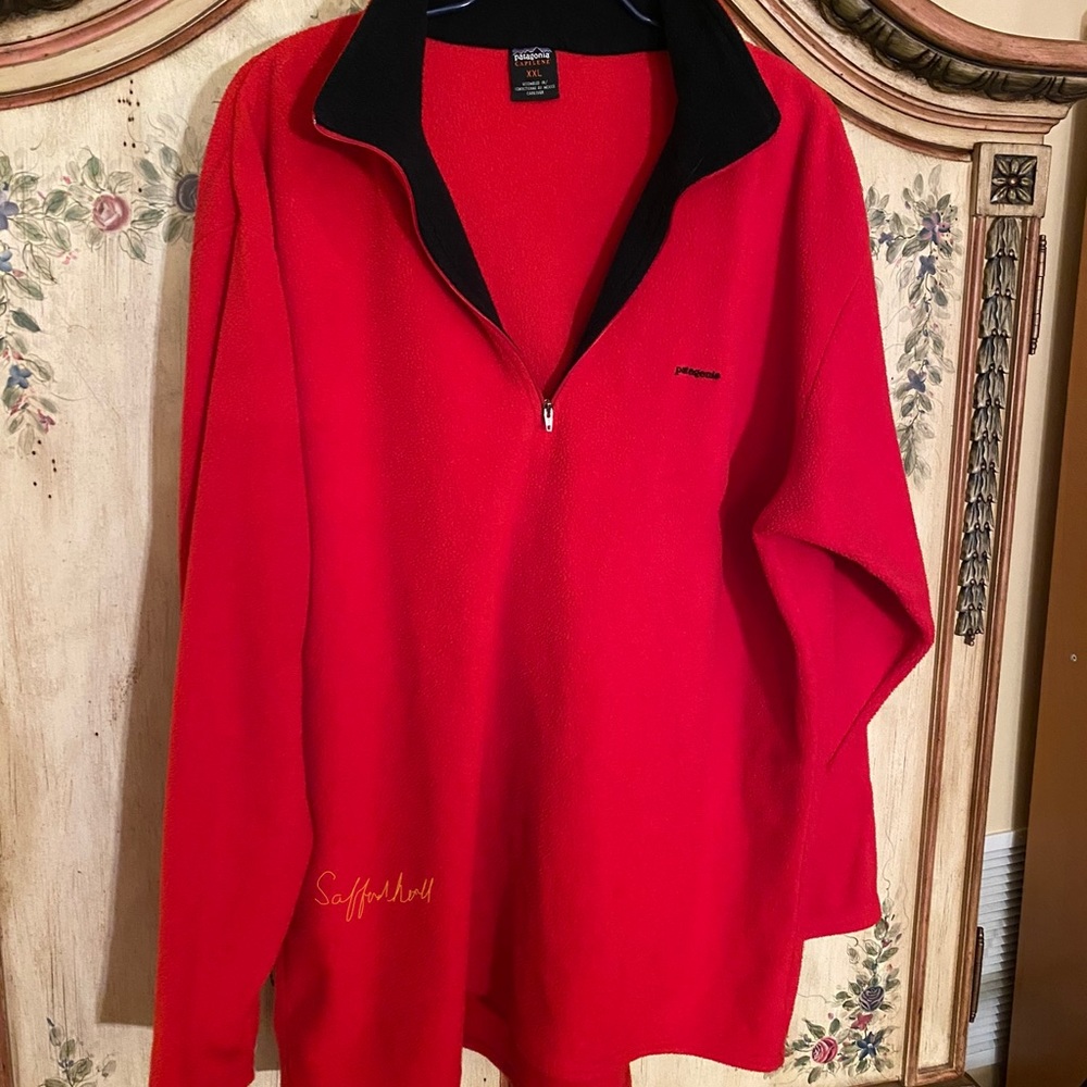 NWT XXL PATAGONIA CAPILENE RED 1/4 ZIP NECK FLEECE PULLOVER